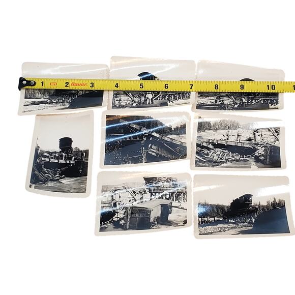 Lot of 8 Vtg Train Derailment Wreck Crash Monochrome Original Photography - Picture 6 of 8